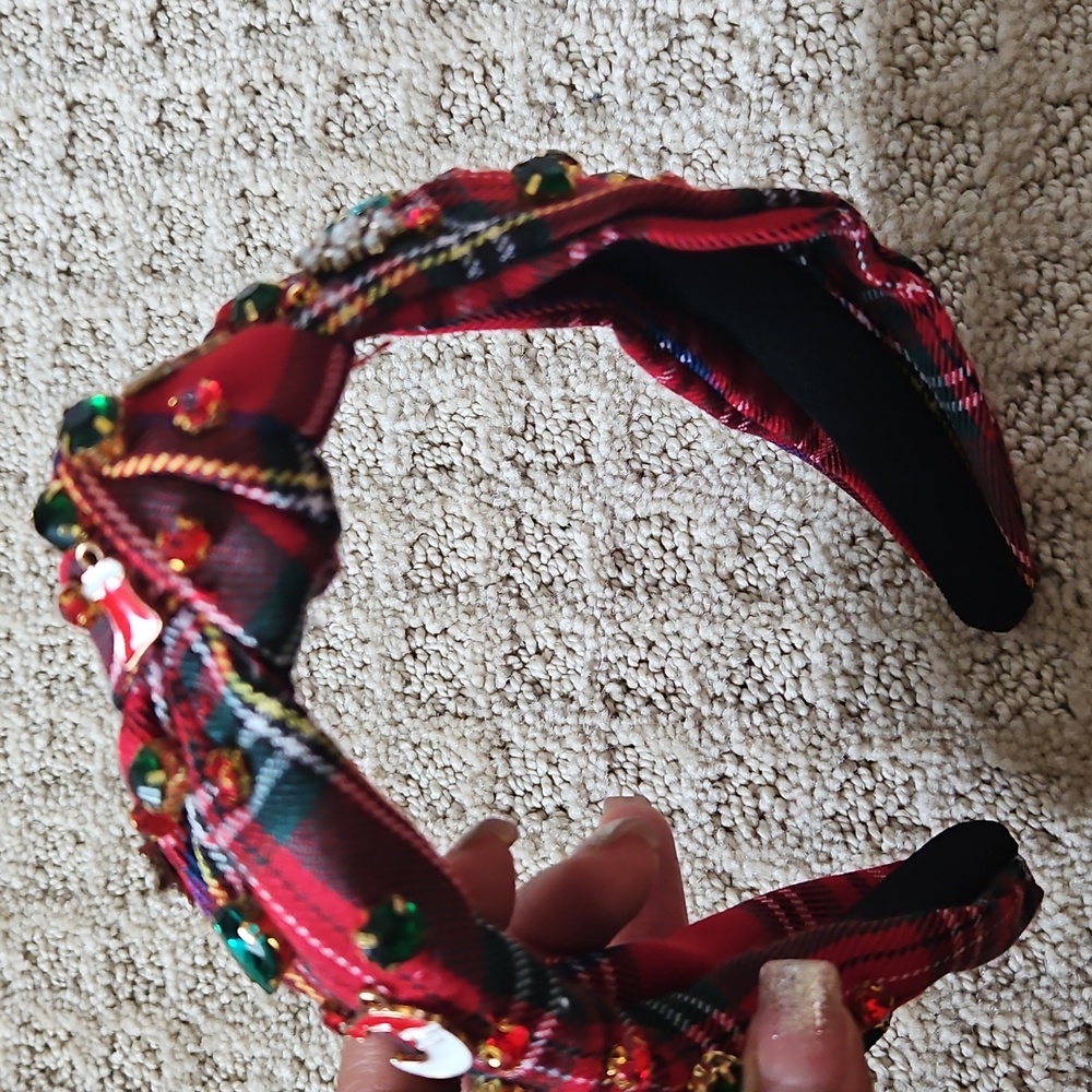 Holiday headband In Red Plaid